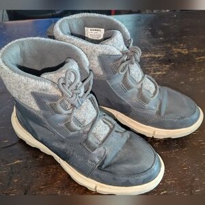 Sorel Explorer Next Carnival Felt Waterproof Boots Quarry Grey White Size 6